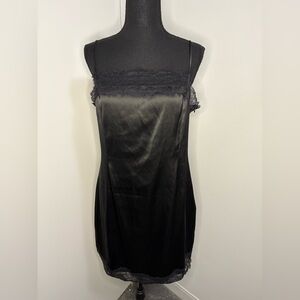 Victoria's Secret Black Satin Lace Chemise